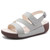 Women's grey open toe cut out buckle velcro slip on shoe sandal 01