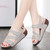 Women's grey open toe cut out buckle velcro slip on shoe sandal 02