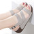 Women's grey open toe cut out buckle velcro slip on shoe sandal 03