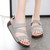 Women's grey open toe cut out buckle velcro slip on shoe sandal 05