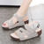 Women's grey open toe cut out buckle velcro slip on shoe sandal 07