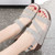 Women's grey open toe cut out buckle velcro slip on shoe sandal 08