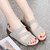 Women's grey open toe cut out buckle velcro slip on shoe sandal 09