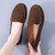 Women's brown suede twist strap on top slip on shoe loafer 03