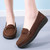 Women's brown suede twist strap on top slip on shoe loafer 07