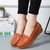 Women's orange simple plain slip on shoe loafer wedge 02