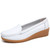 Women's white simple plain slip on shoe loafer wedge 01