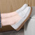Women's grey nubuck penny strap slip on shoe loafer 05