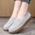 Women's grey nubuck penny strap slip on shoe loafer 08