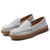 Women's grey nubuck penny strap slip on shoe loafer 09