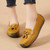 Women's yellow metal buckle tassel on top slip on shoe loafer 05