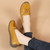 Women's yellow metal buckle tassel on top slip on shoe loafer 03