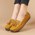 Women's yellow metal buckle tassel on top slip on shoe loafer 07