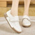 Women's beige casual velcro slip on shoe loafer 05