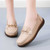 Women's apricot metal ornament buckle on strap slip on shoe loafer 06