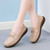 Women's apricot metal ornament buckle on strap slip on shoe loafer 07