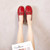 Women's red casual buckle accents slip on shoe loafer 06