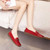 Women's red casual buckle accents slip on shoe loafer 08