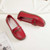 Women's red casual buckle accents slip on shoe loafer 09