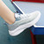 Women's skyblue flyknit stripe texture pattern hollow sport shoe sneaker 02