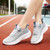 Women's skyblue flyknit stripe texture pattern hollow sport shoe sneaker 05