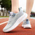 Women's skyblue flyknit stripe texture pattern hollow sport shoe sneaker 03