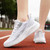 Women's grey flyknit stripe texture pattern hollow sport shoe sneaker 07