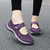 Women's purple floral lace low cut velcro slip on shoe sneaker 04