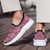 Women's burgundy sock like stripe texture pattern slip on shoe sneaker 06