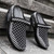Women's black flyknit check rotating strap slip on rocker bottom shoe mule 09