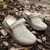 Women's beige flyknit check rotating strap slip on rocker bottom shoe mule 09