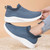 Women's blue stripe texture sock like flyknit slip on shoe sneaker 02