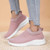 Women's pink stripe texture sock like flyknit slip on shoe sneaker 04
