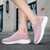 Women's pink stripe texture sock like flyknit slip on shoe sneaker 07