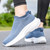 Women's blue pattern texture sock like flyknit slip on shoe sneaker 09