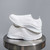 Women's white casual plain stripe texture flyknit slip on shoe sneaker 09