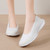 Women's beige white knit floral lace pattern low cut slip on shoe sneaker 02