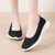Women's black white knit floral lace pattern low cut slip on shoe sneaker 04