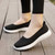 Women's black flyknit pattern hollow low cut slip on shoe sneaker 07