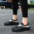 Women's black flyknit pattern texture sock like slip on shoe sneaker 06