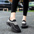Women's black flyknit pattern texture sock like slip on shoe sneaker 08