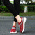 Women's red flyknit pattern texture sock like slip on shoe sneaker 06