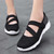 Women's black flyknit velcro stretch strap low cut slip on shoe sneaker 02