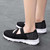 Women's black flyknit velcro stretch strap low cut slip on shoe sneaker 03