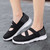 Women's black flyknit velcro stretch strap low cut slip on shoe sneaker 04