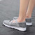 Women's grey flyknit velcro stretch strap low cut slip on shoe sneaker 02
