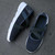 Women's navy flyknit velcro stretch strap low cut slip on shoe sneaker 08