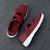 Women's burgundy flyknit velcro stretch strap low cut slip on shoe sneaker 10