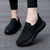 Women's black flyknit pattern texture stretch entry slip on shoe sneaker 04