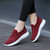 Women's burgundy flyknit pattern texture stretch entry slip on shoe sneaker 03